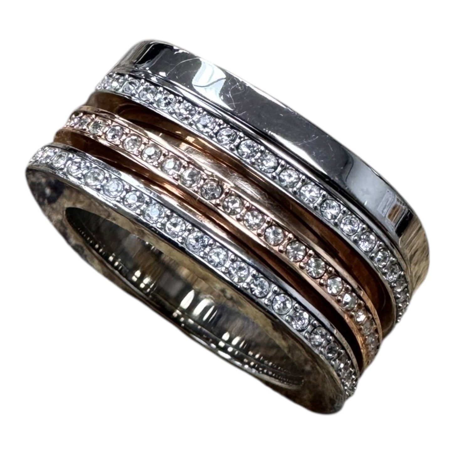 Ring Designer By Swarovski In Gold & Silver, Size:8.5