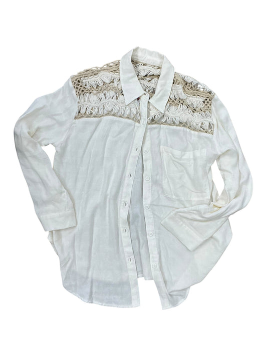 Blouse Ls By Rock & Roll In Cream, Size:L