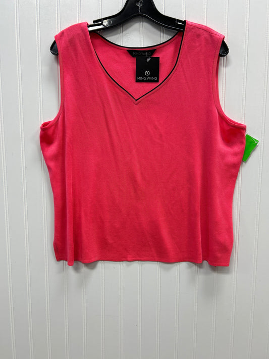Top Sleeveless By Ming Wang In Pink, Size:Xl
