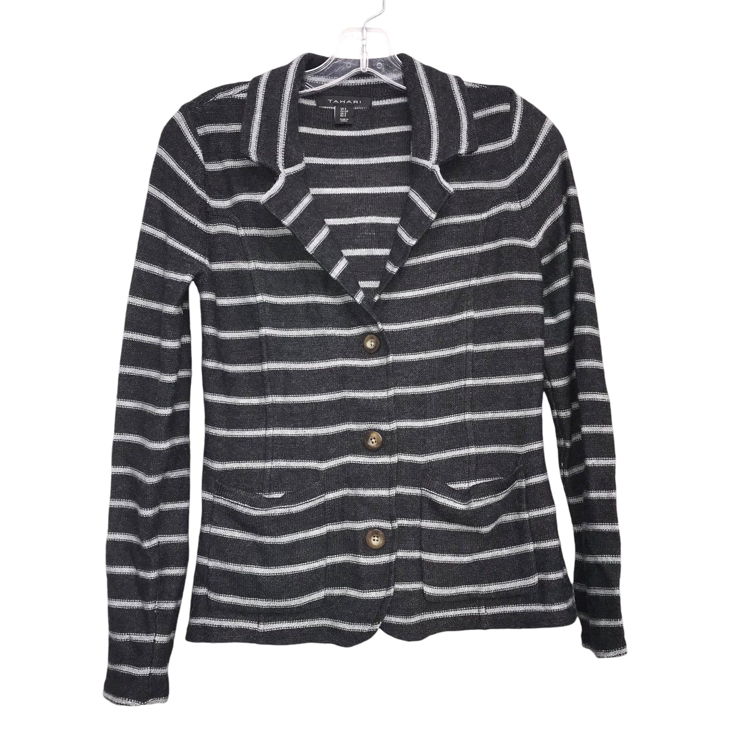 Sweater Cardigan By Tahari By Arthur Levine In Striped Pattern, Size:S