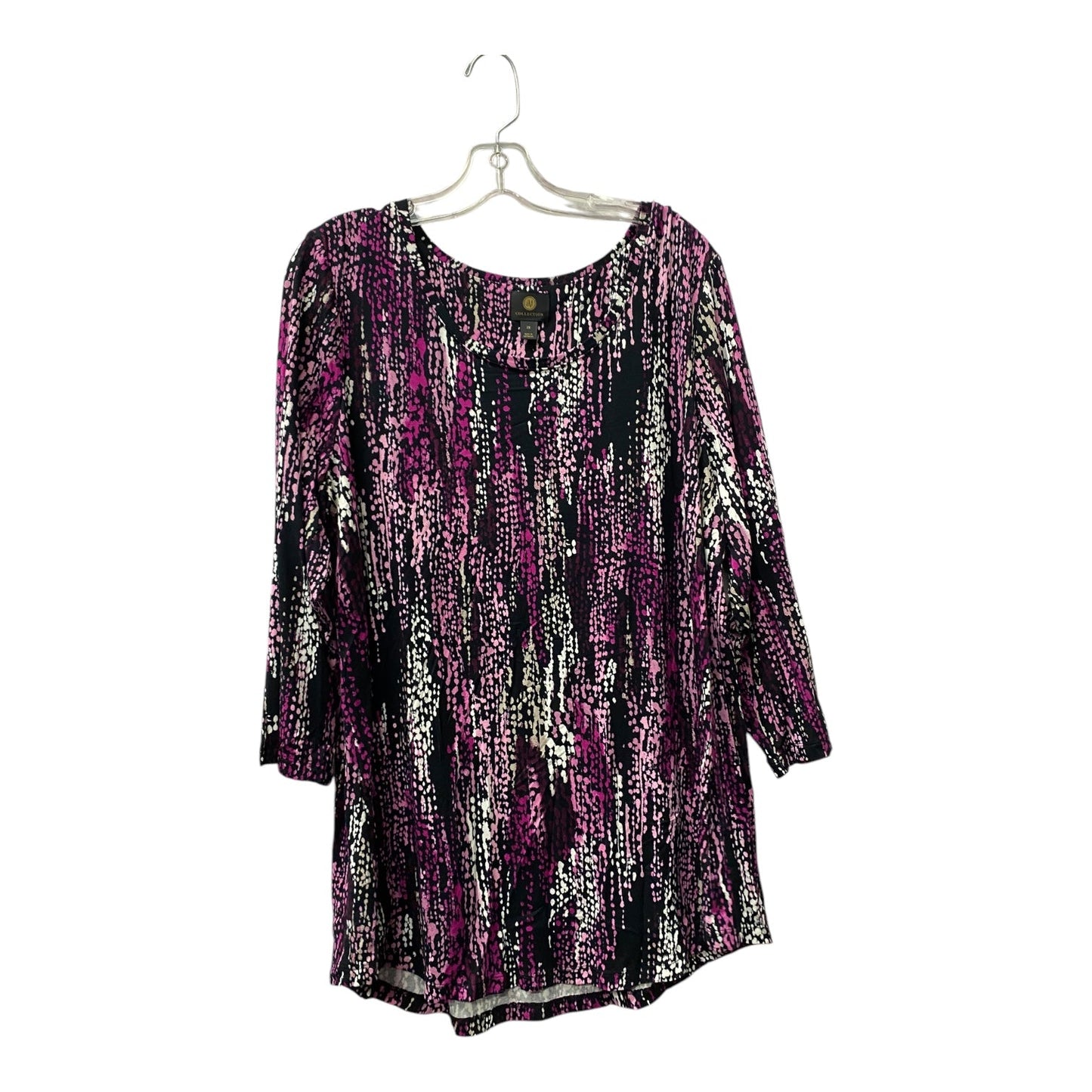 Top Ls By Jm Collections In Black & Purple, Size:2X