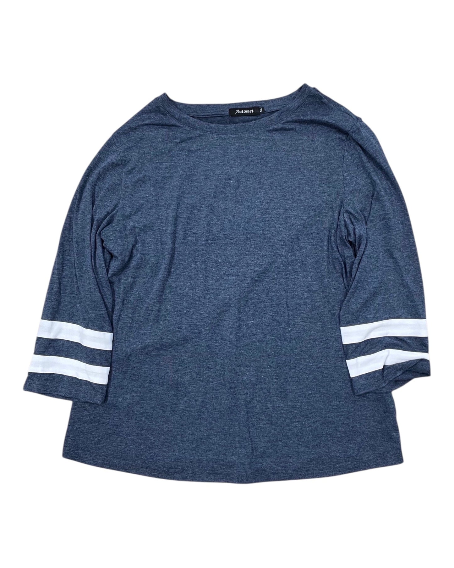 Top 3/4 Sleeve By Automet In Blue & White, Size:Xl