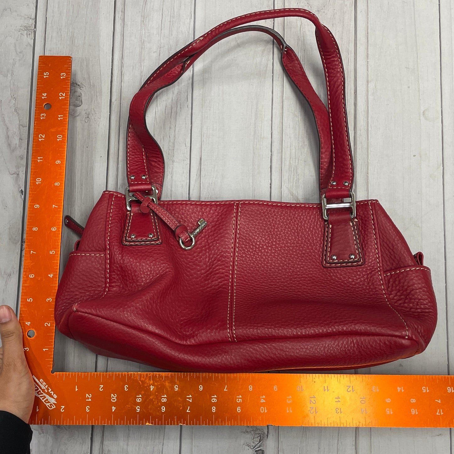 Handbag Leather By Fossil, Size: Small