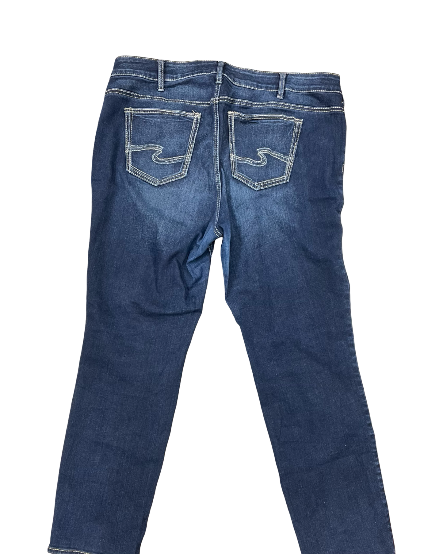 Jeans Straight By Silver In Blue Denim, Size:18