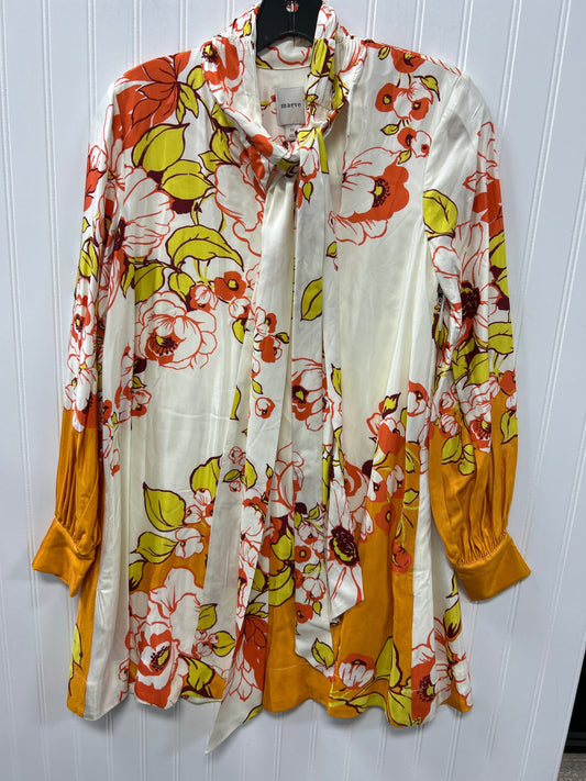 Dress Casual Midi By Maeve In Cream & Orange, Size:Xs
