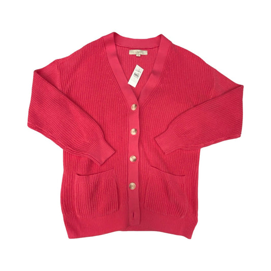 Sweater Cardigan By Loft In Pink, Size:L