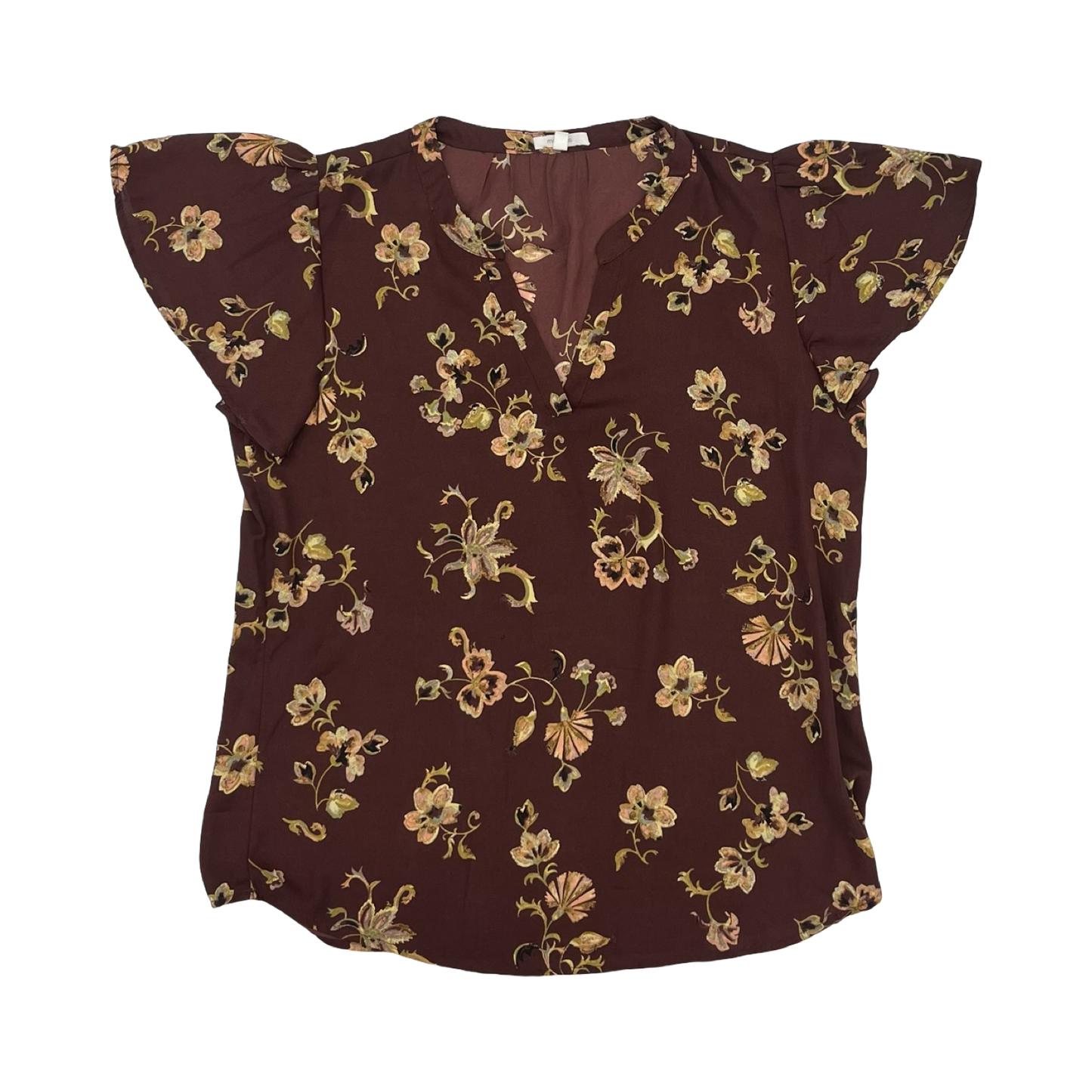 Blouse Ss By Maurices In Brown & Tan, Size:M