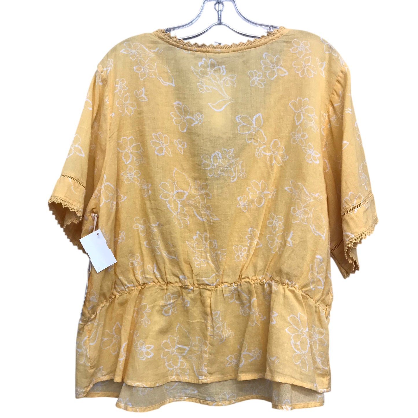 Top Ss By Ana In White & Yellow, Size:1X