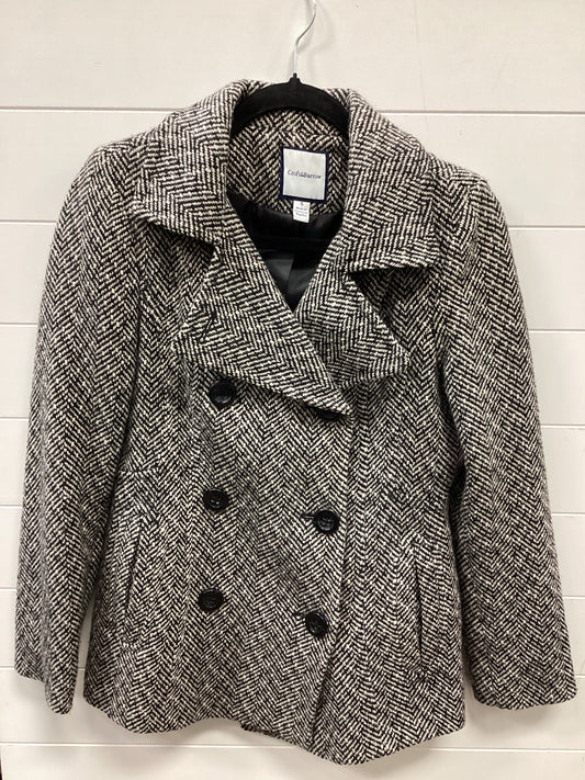 Coat Peacoat By Croft And Barrow In Black & Cream, Size:S