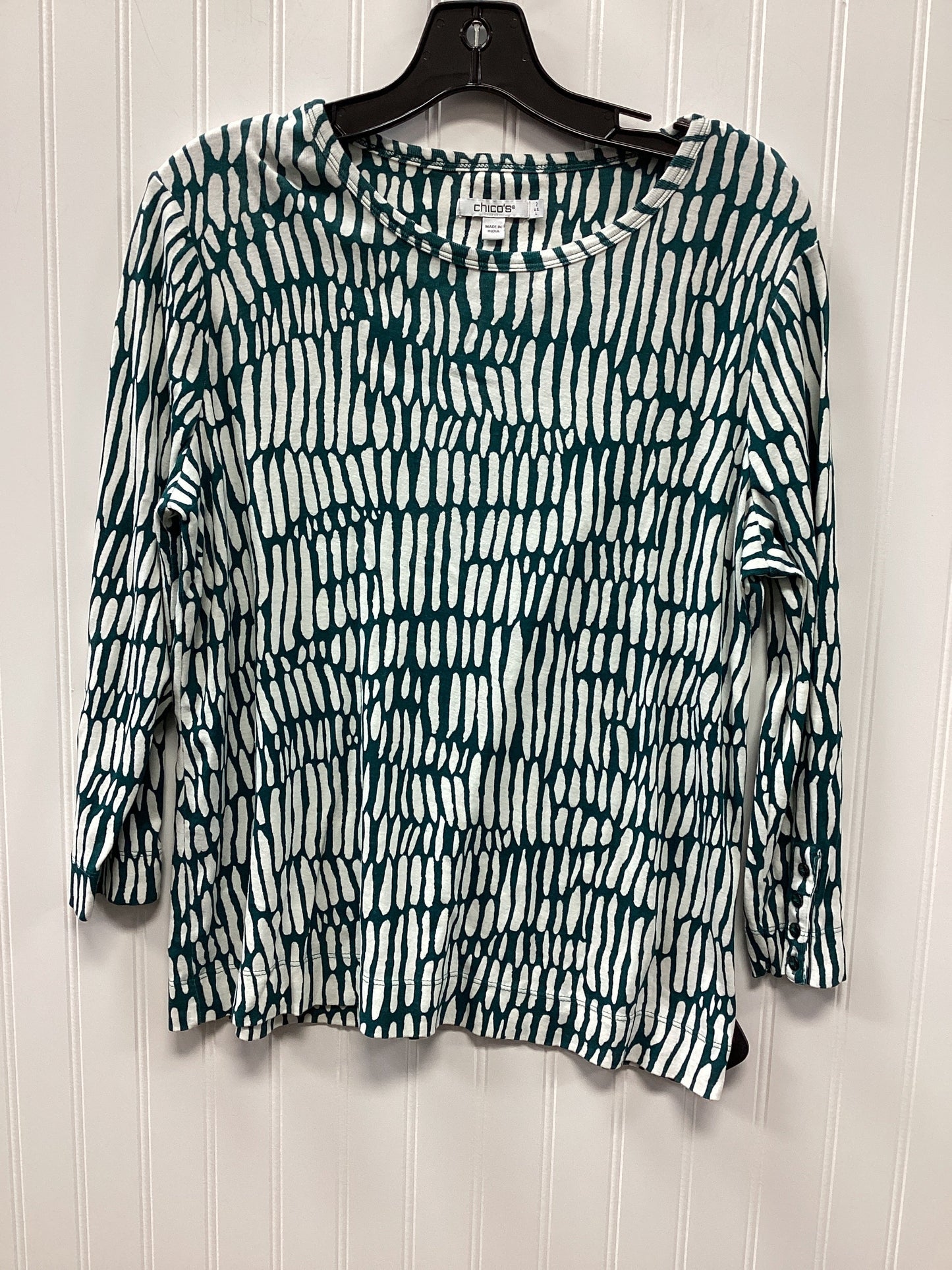 Top Ls By Chicos In Green & White, Size:L