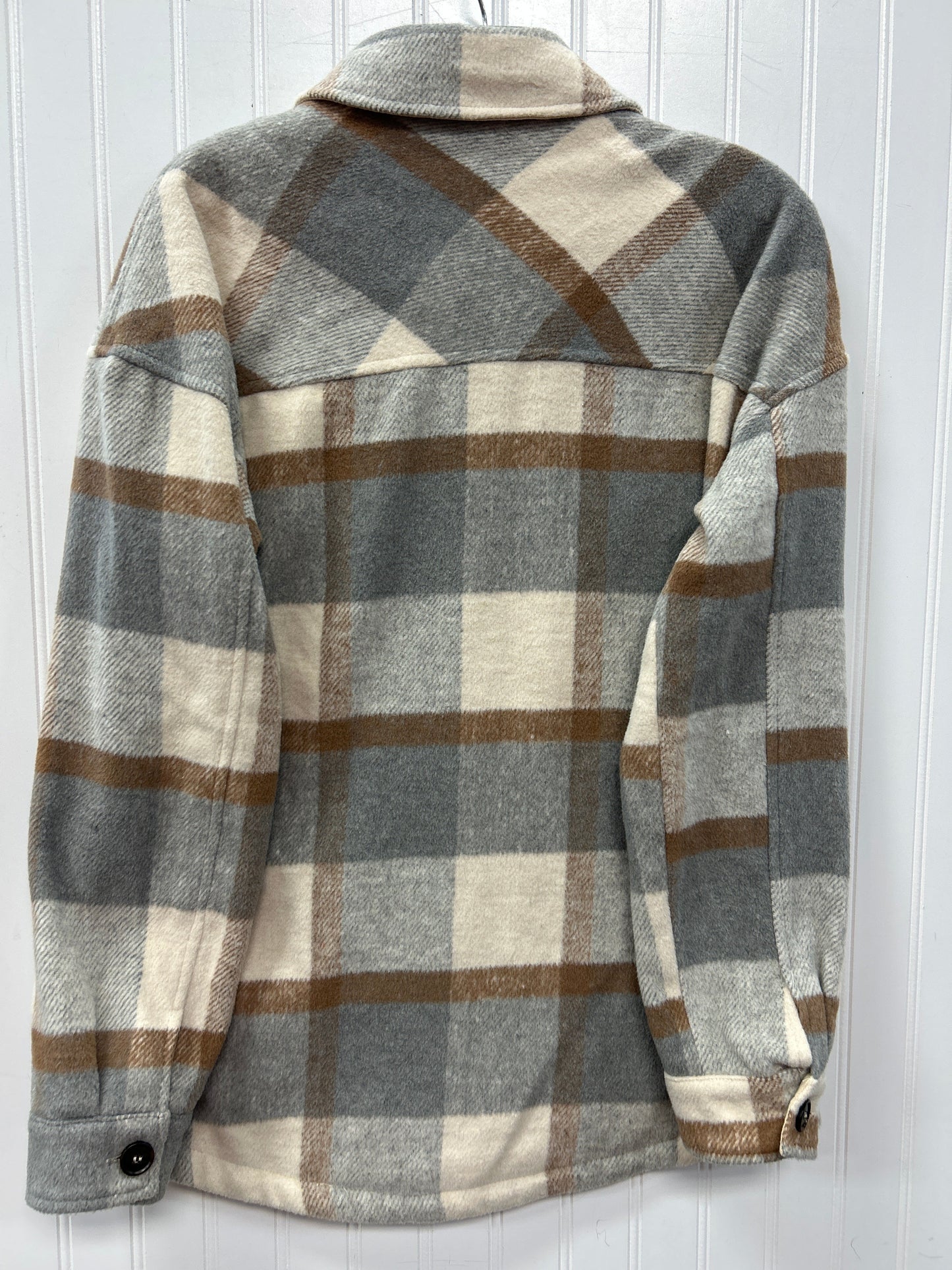 Jacket Fleece By Hem & Thread In Grey & Tan, Size:S