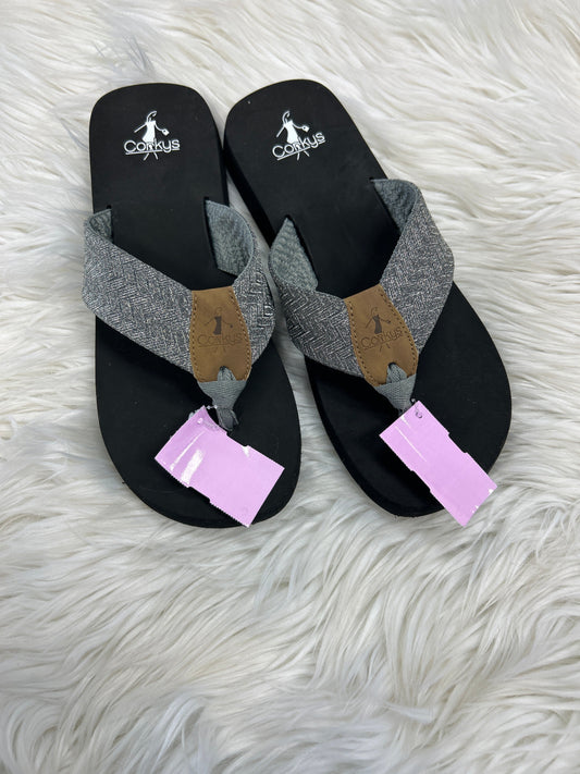Sandals Flip Flops By Corkys In Silver, Size:8
