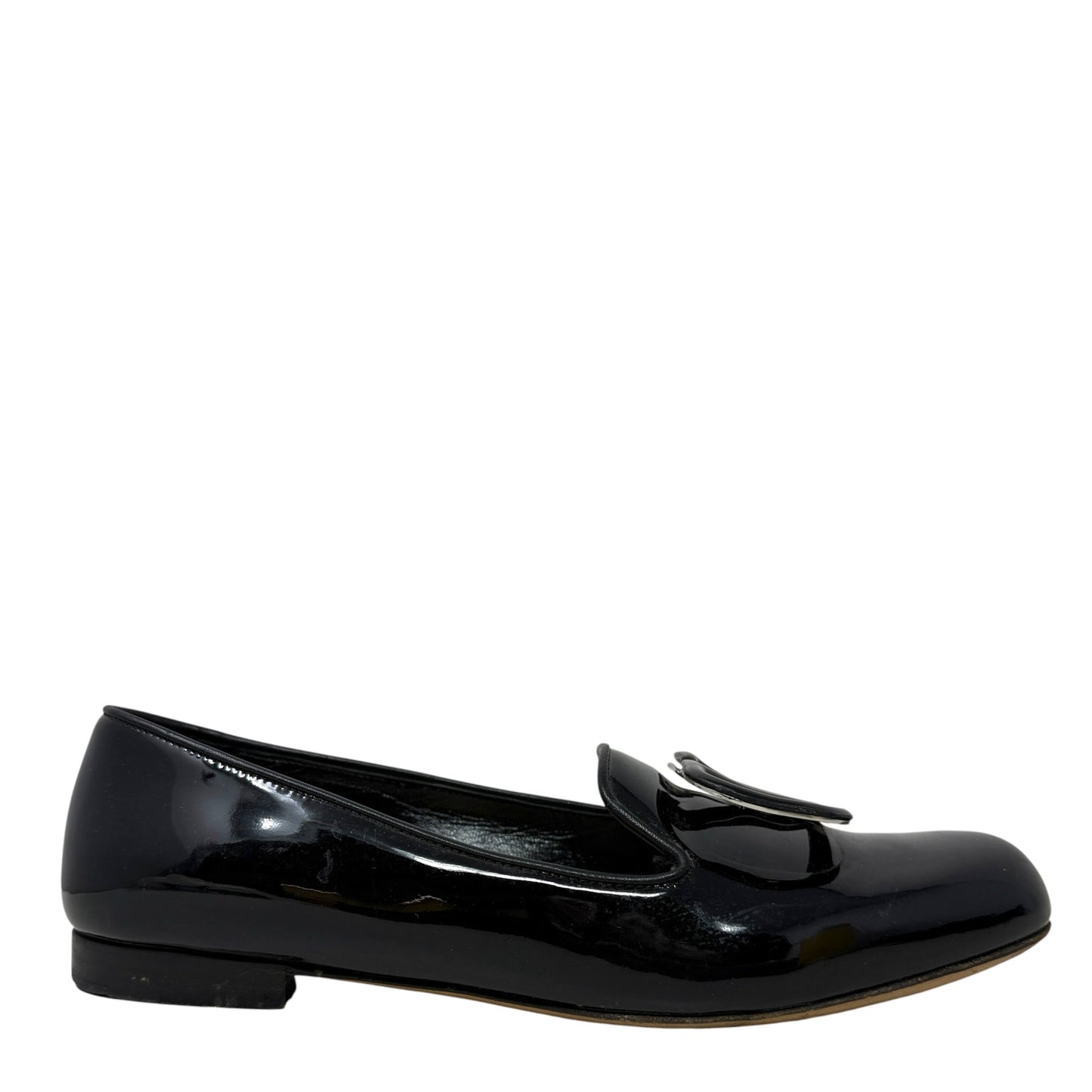 VLogo Patent Leather Loafers Luxury Designer By Valentino-garavani In Black, Size: 8.5 (IT 38.5)