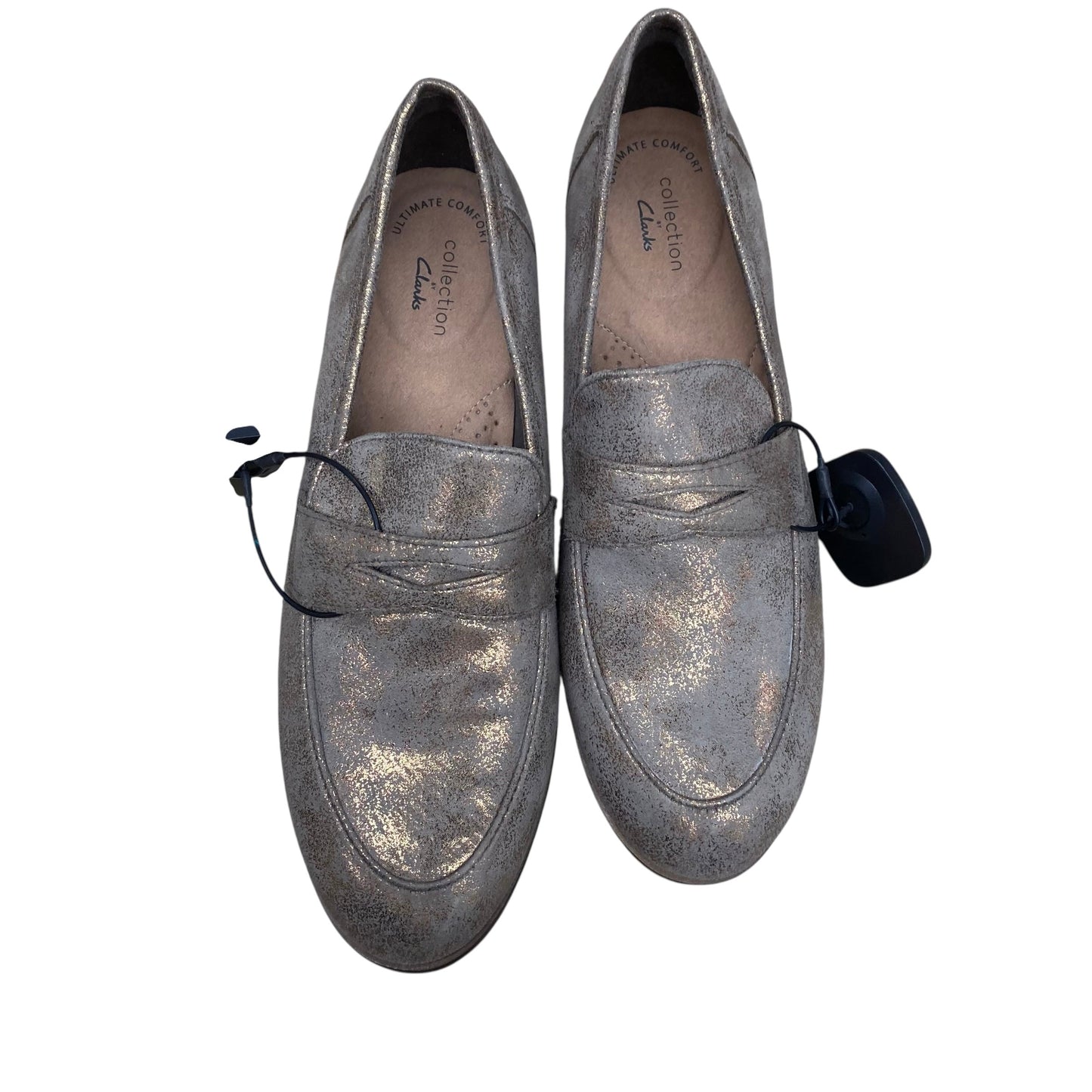 Shoes Flats By Clarks In Brown & Gold, Size:9.5