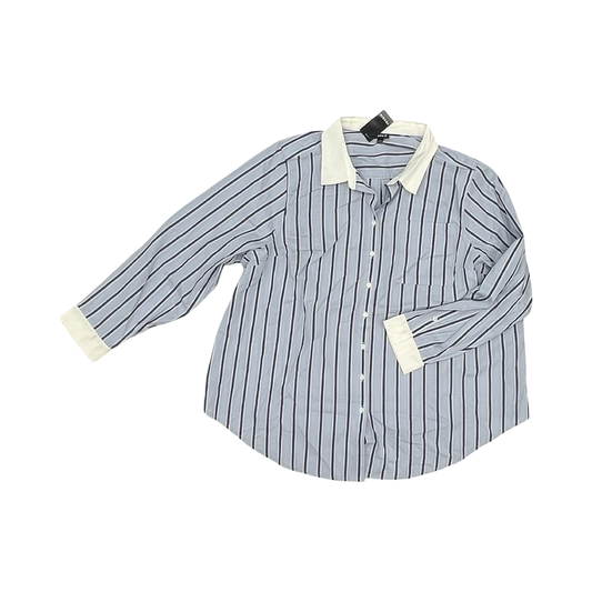 Blouse Ls By Torrid In Blue & White, Size:3X