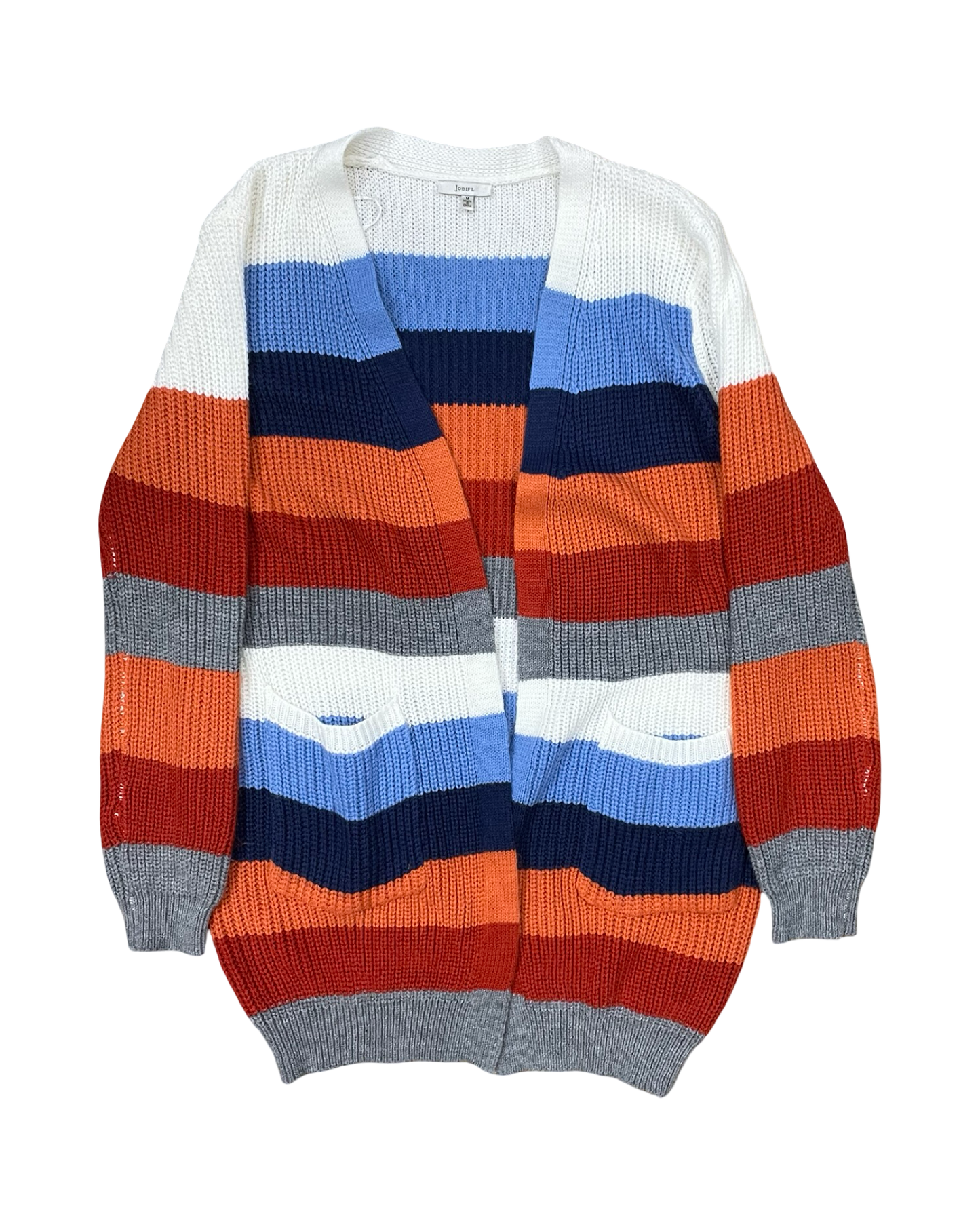 Sweater Cardigan By Jodifl In Blue & Cream, Size:M