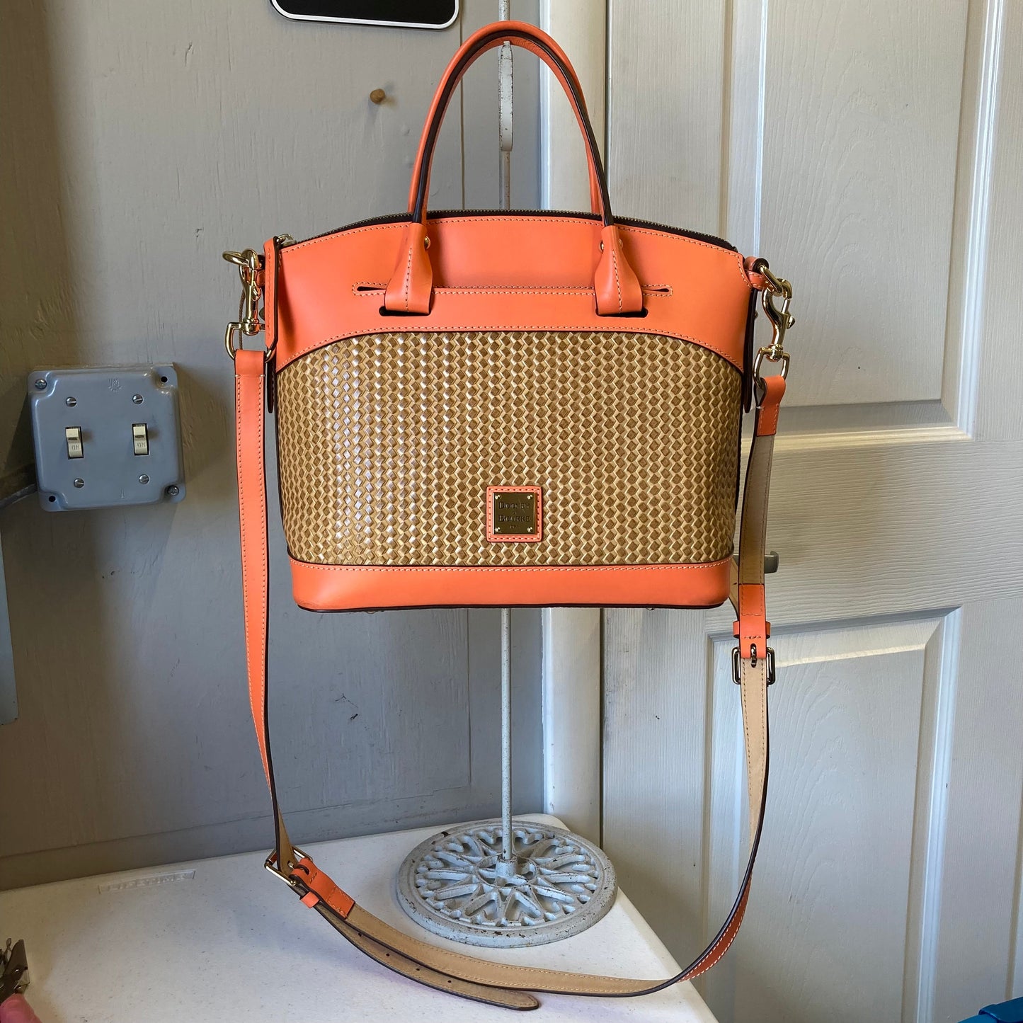 Crossbody Designer By Dooney And Bourke In Orange & Tan, Size:Medium