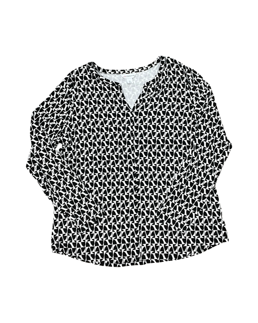 Top Ls By Liz Claiborne In Black & White, Size:Xl