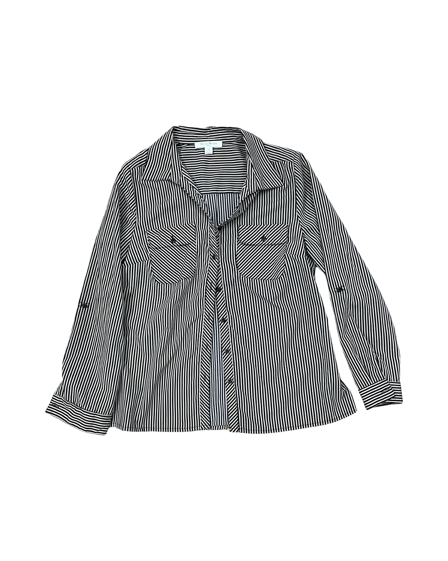 Blouse Ls By Studio Works In Black & Brown, Size:Mp