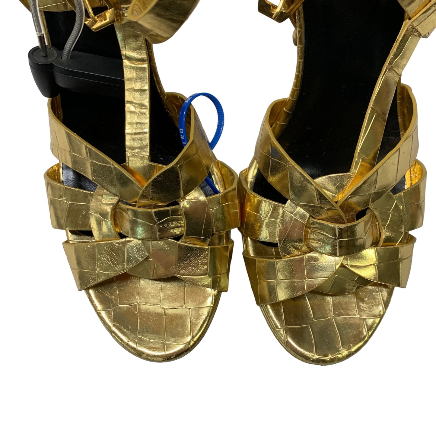 Gold Sandals Luxury Designer Yves Saint Laurent, Size 10.5