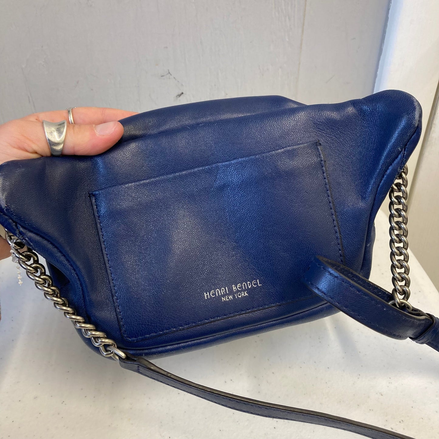 Belt Bag Leather By Henri Bendel In Blue, Size:Small