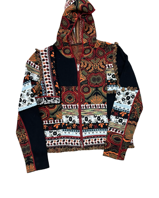 Sweater Cardigan By One Girl Who In Black & Orange, Size:M