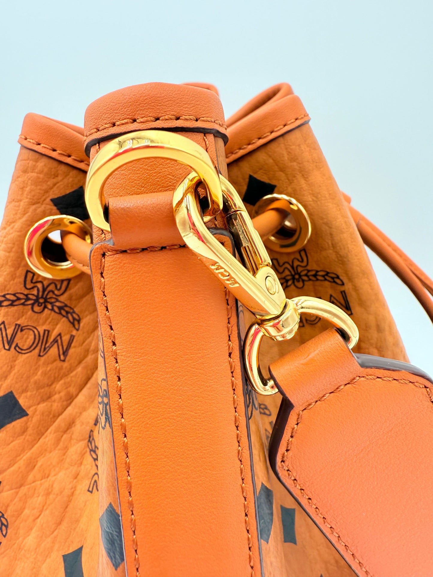 Handbag Luxury Designer By Mcm In Brown, Size:Medium