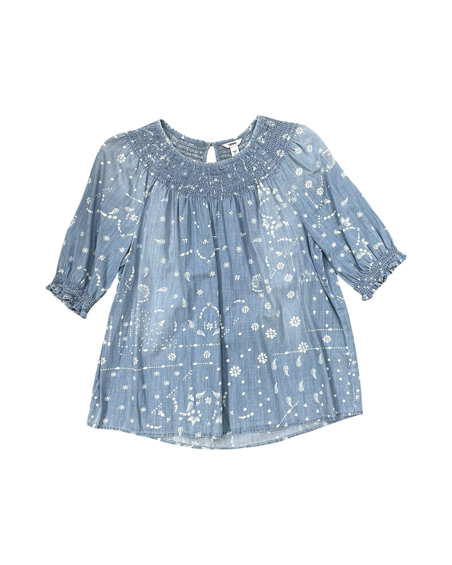 Top Ss By Sonoma In Blue Denim, Size:L