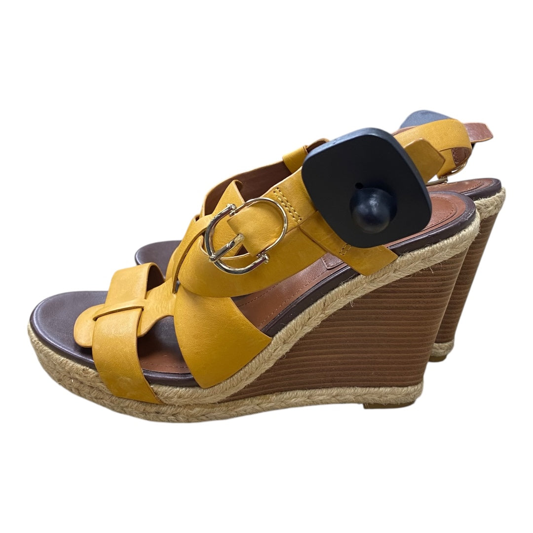 Sandals Heels Wedge By Cole-Haan In Gold, Size:7