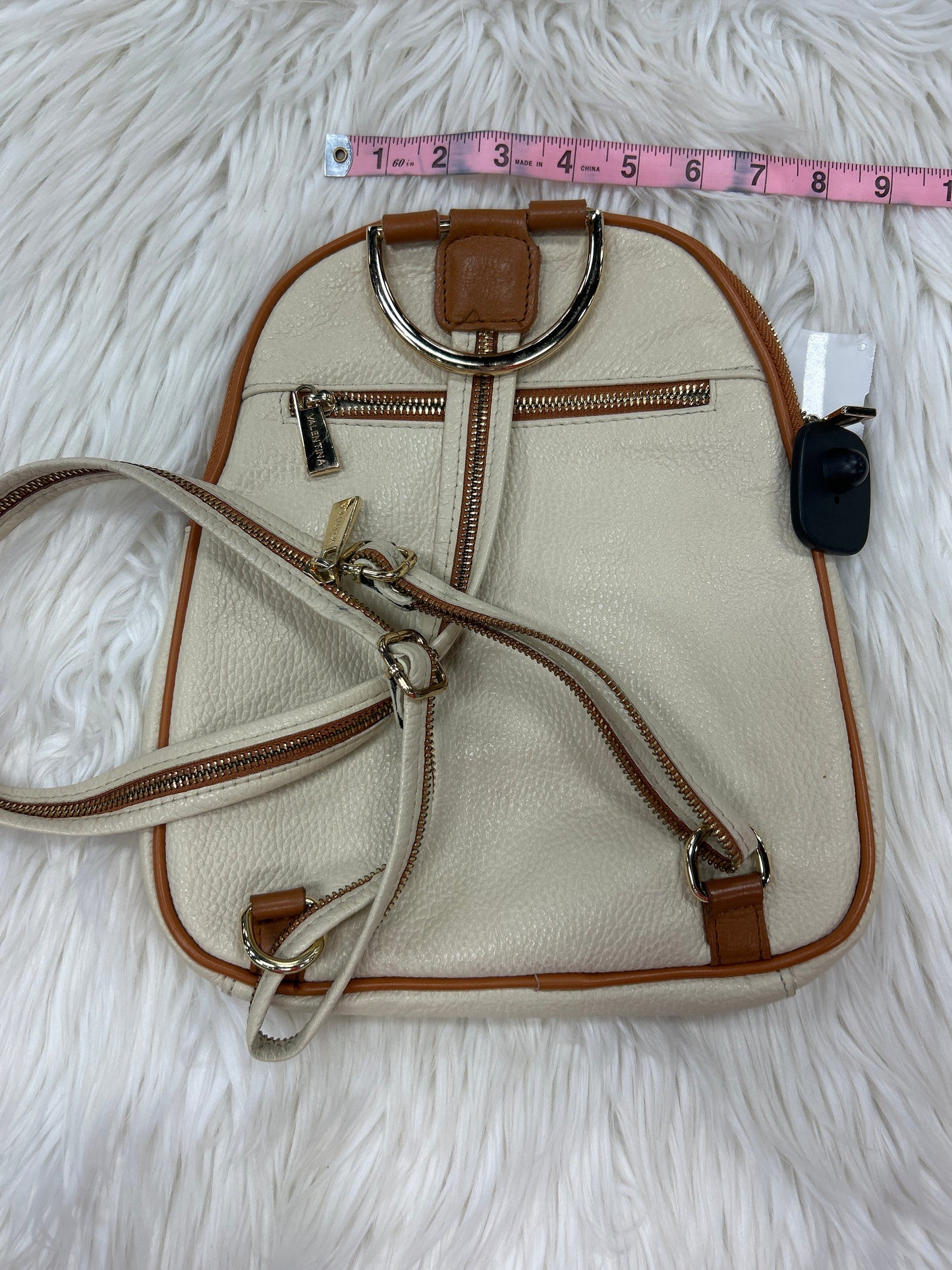 Backpack Leather By Valentina In Cream, Size:Small