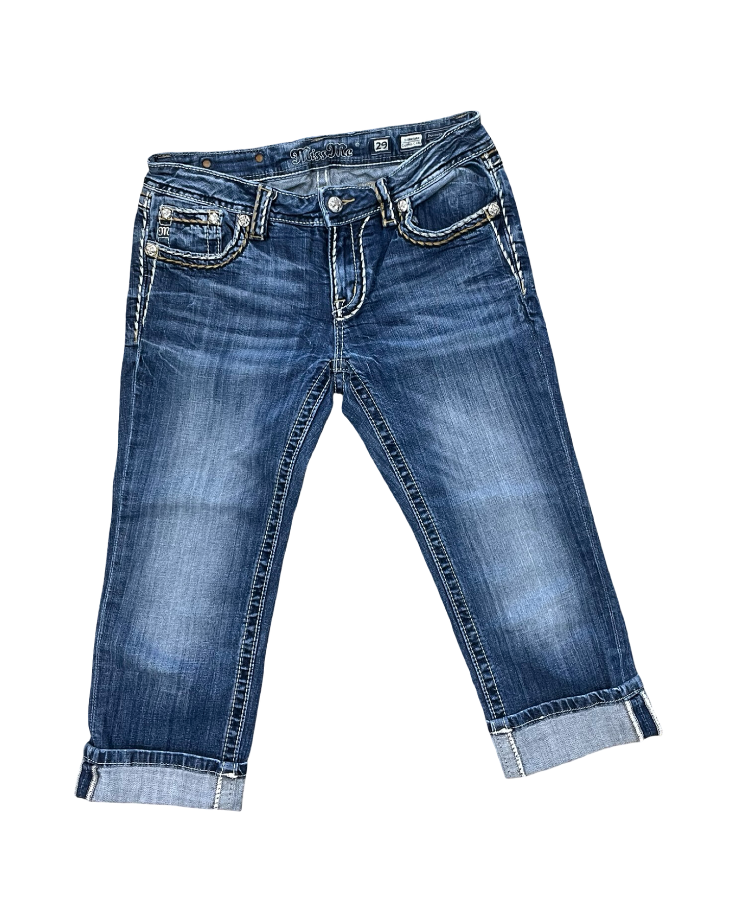 Jeans Cropped By Miss Me In Blue Denim, Size:8
