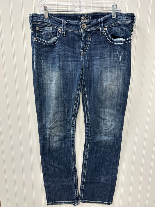 Jeans Straight By Silver In Blue Denim, Size:12