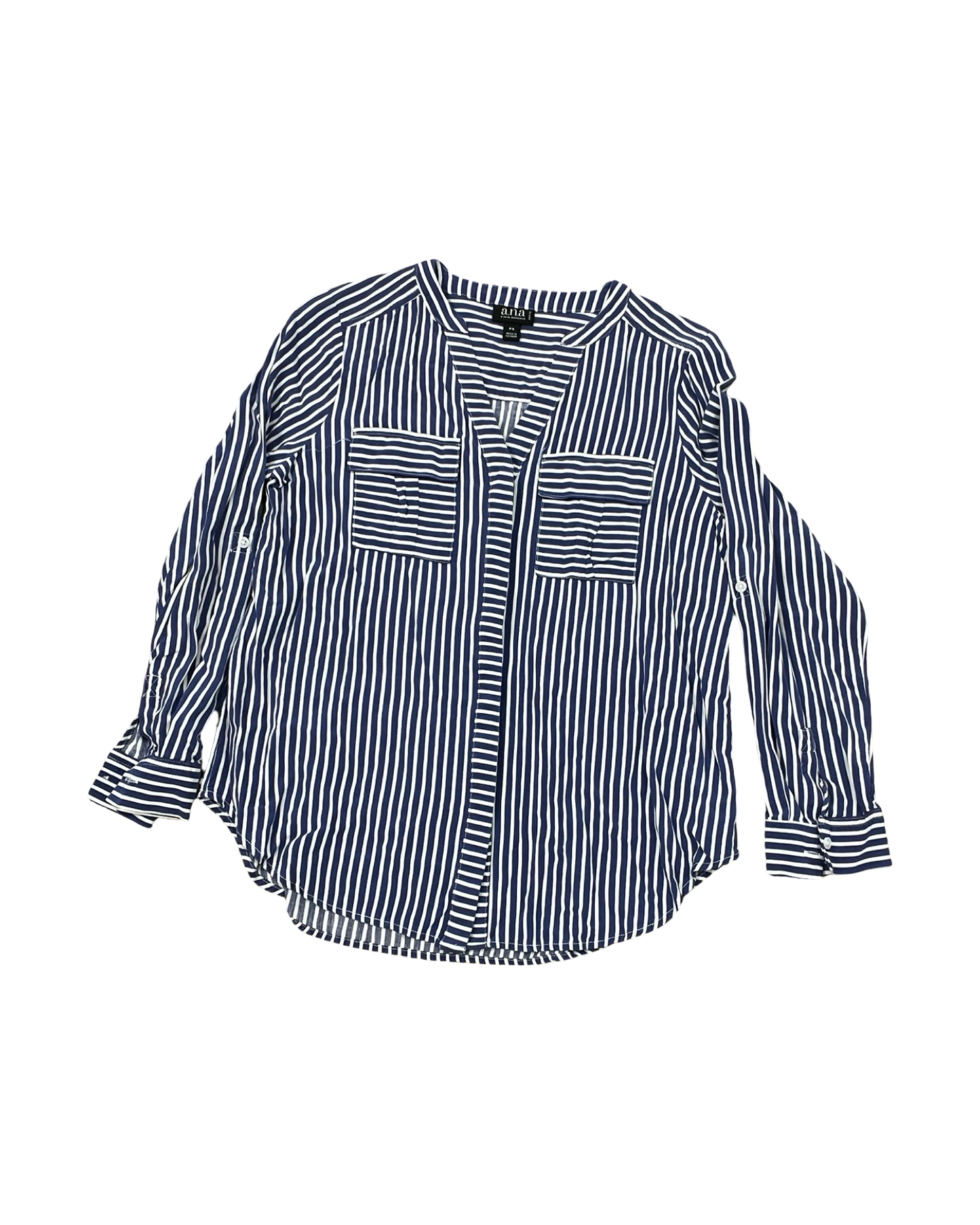 Blouse Ls By Ana In Blue & White, Size:S