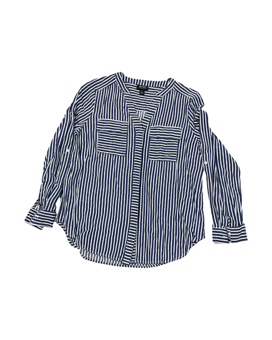 Blouse Ls By Ana In Blue & White, Size:S