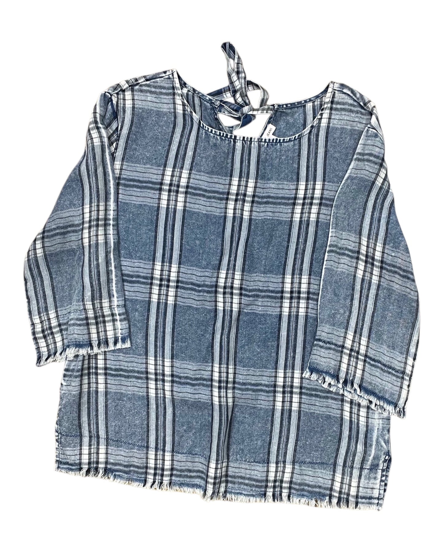 Top 3/4 Sleeve By Tribal In Blue Denim, Size:M