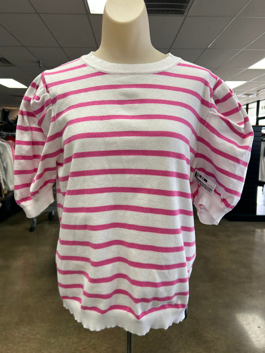 Top Ss By Clothes Mentor In Pink & White, Size:L