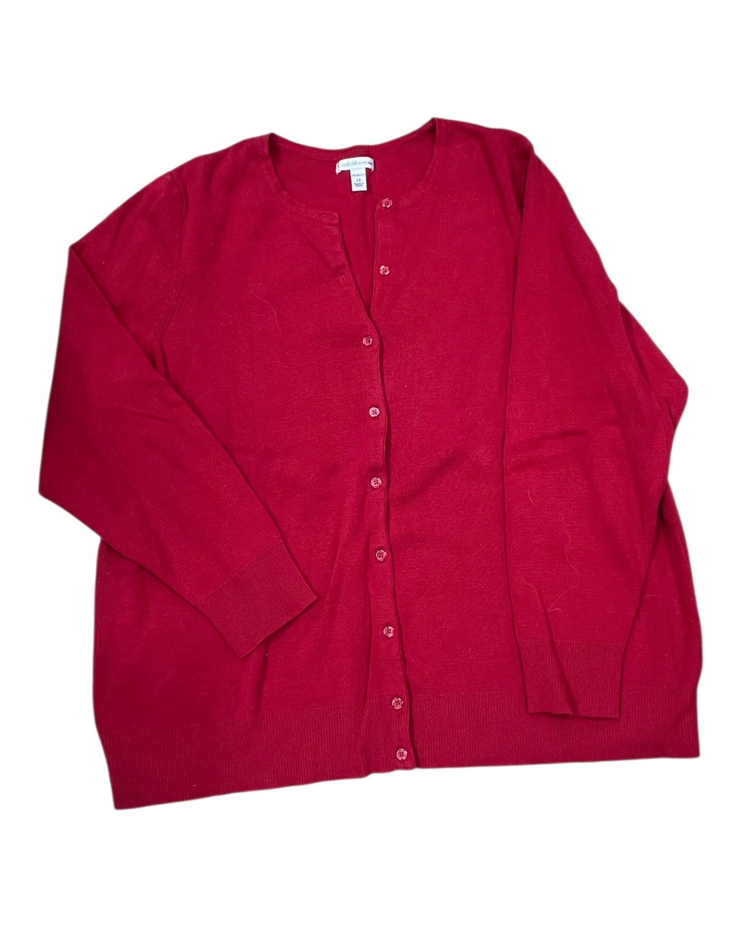 Cardigan By Croft And Barrow In Red, Size:2X