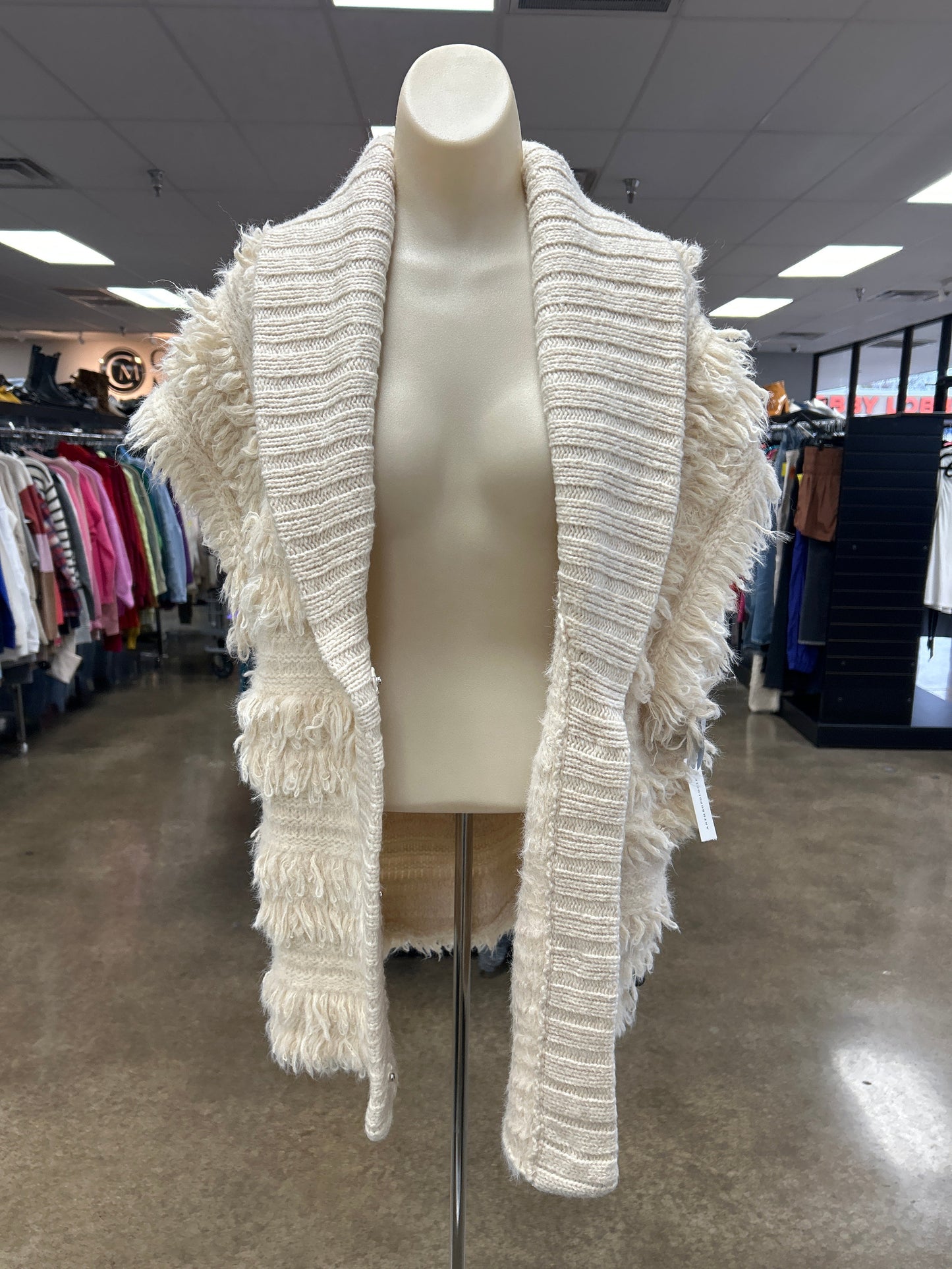 Sweater Cardigan By Anthropologie In Cream, Size:M