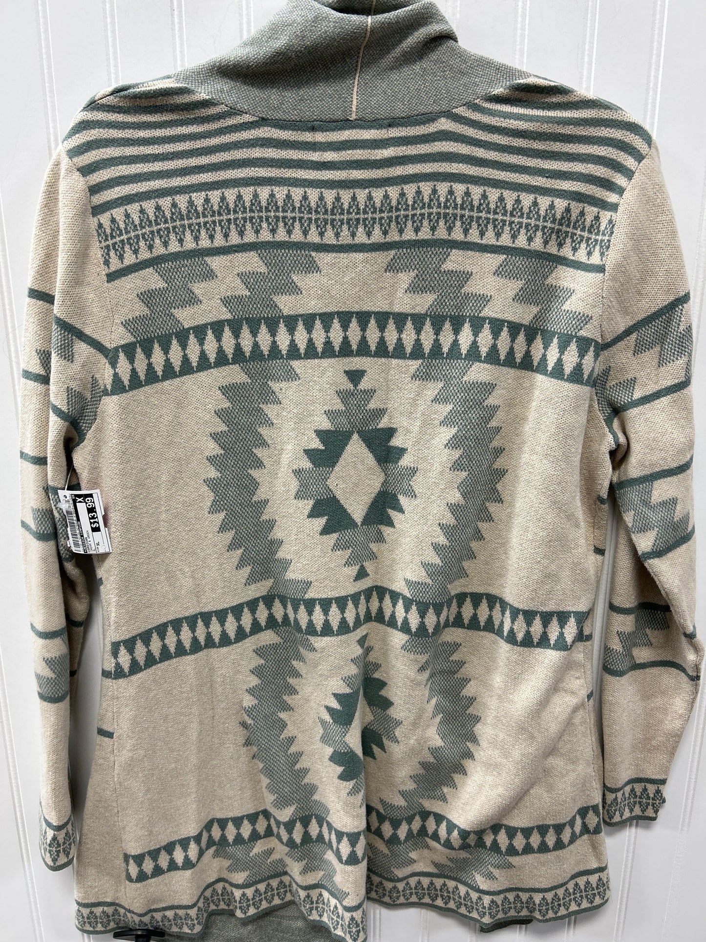Cardigan By Jessica Simpson In Cream & Green, Size:Xl