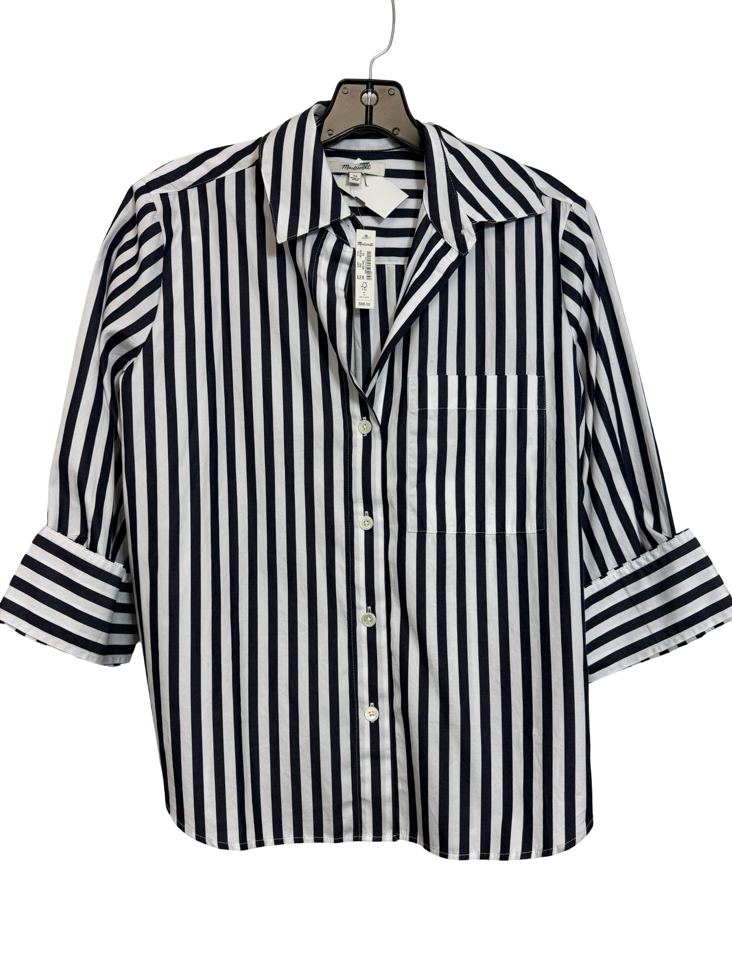 Top Long Sleeve By Madewell In Striped Pattern, Size: Xs