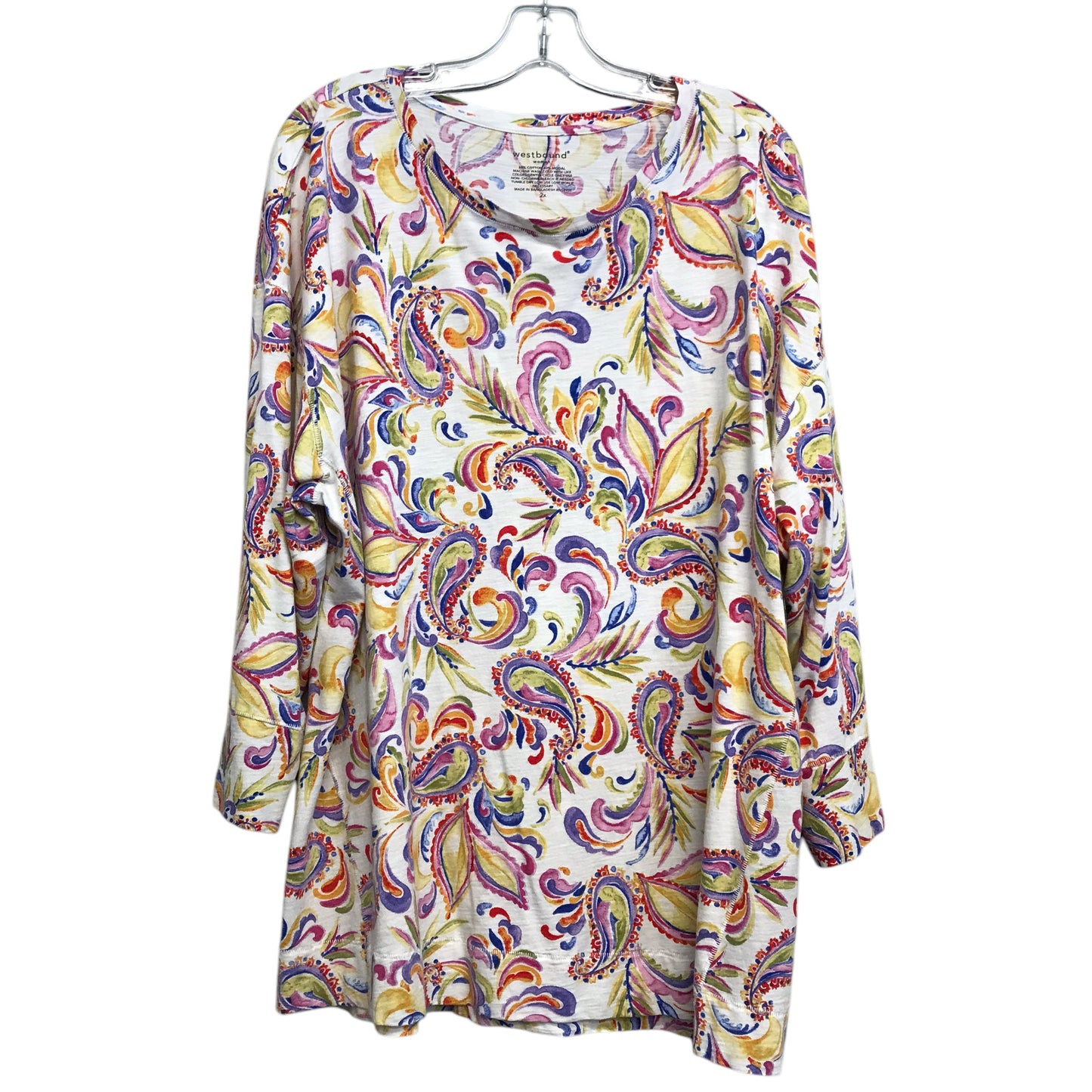 Top 3/4 Sleeve By West Bound In Multi, Size:2X