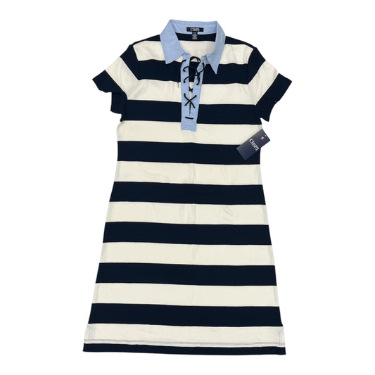 Dress Casual Midi By Chaps In Blue & White, Size:L