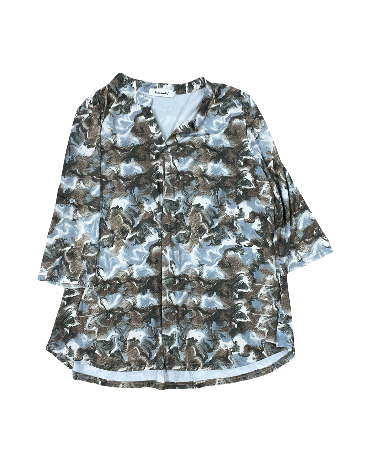 Top Ls By Clothes Mentor In Brown & White, Size:2X