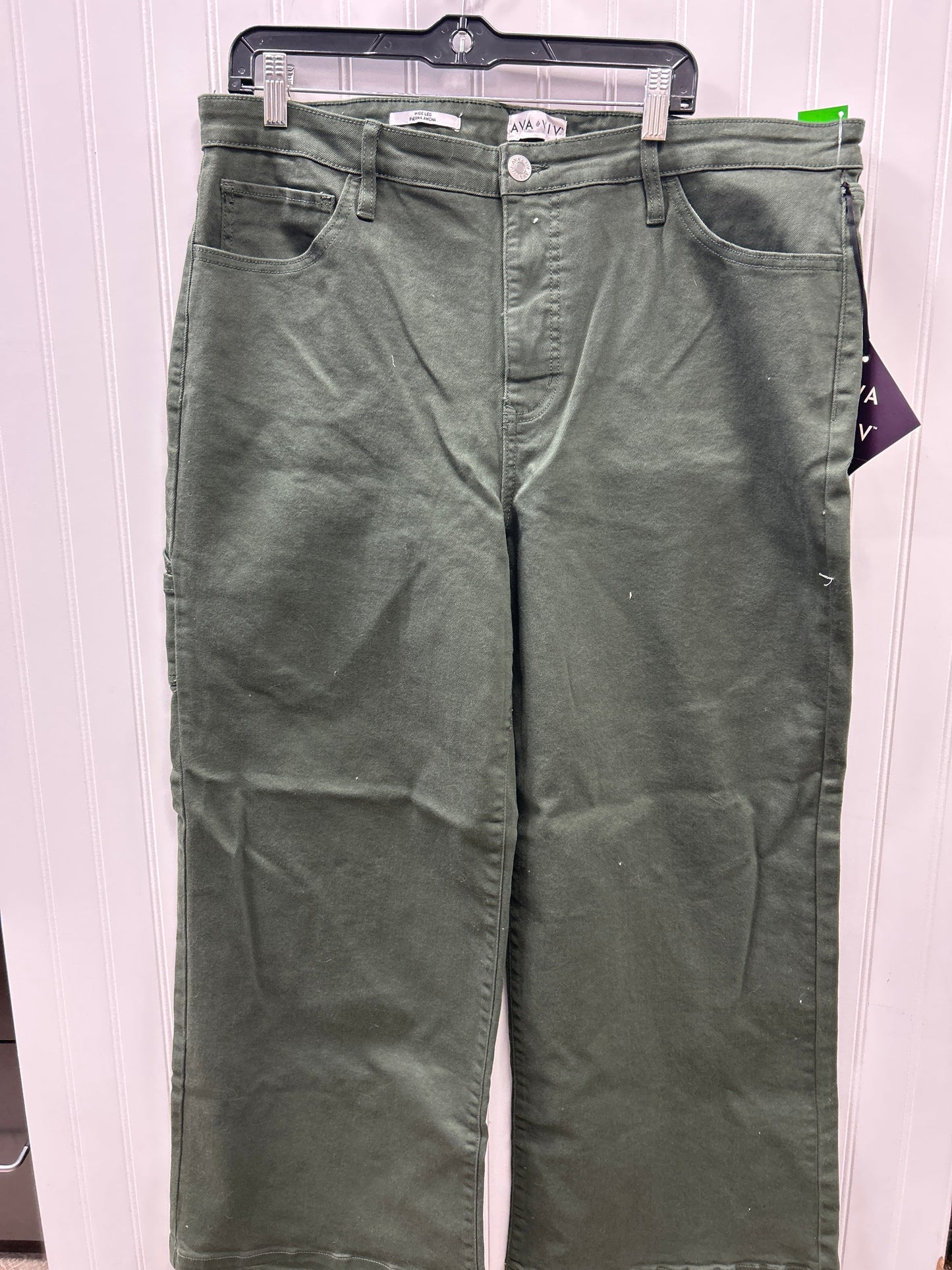 Jeans Wide Leg By Ava & Viv In Green Denim, Size:18