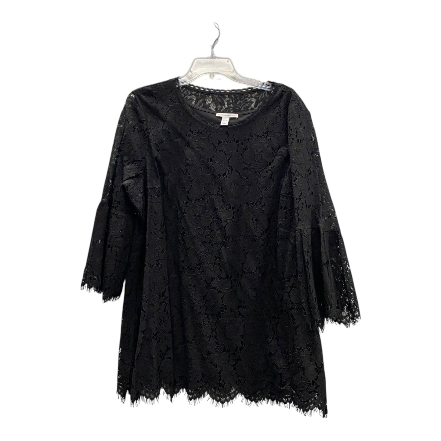 Top 3/4 Sleeve By Isaac Mizrahi Live Qvc In Black, Size:Xl