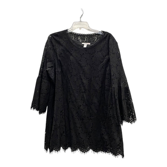 Top 3/4 Sleeve By Isaac Mizrahi Live Qvc In Black, Size:Xl