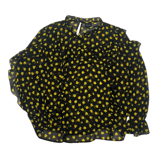 Blouse Ls By Who What Wear In Black & Yellow, Size:Xl