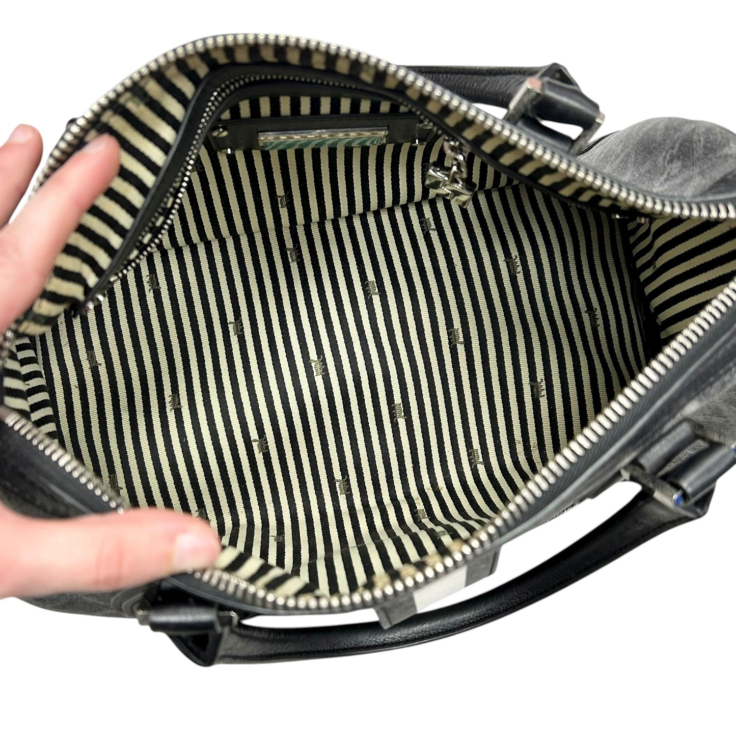 Handbag Leather By Lamb, Size: Medium