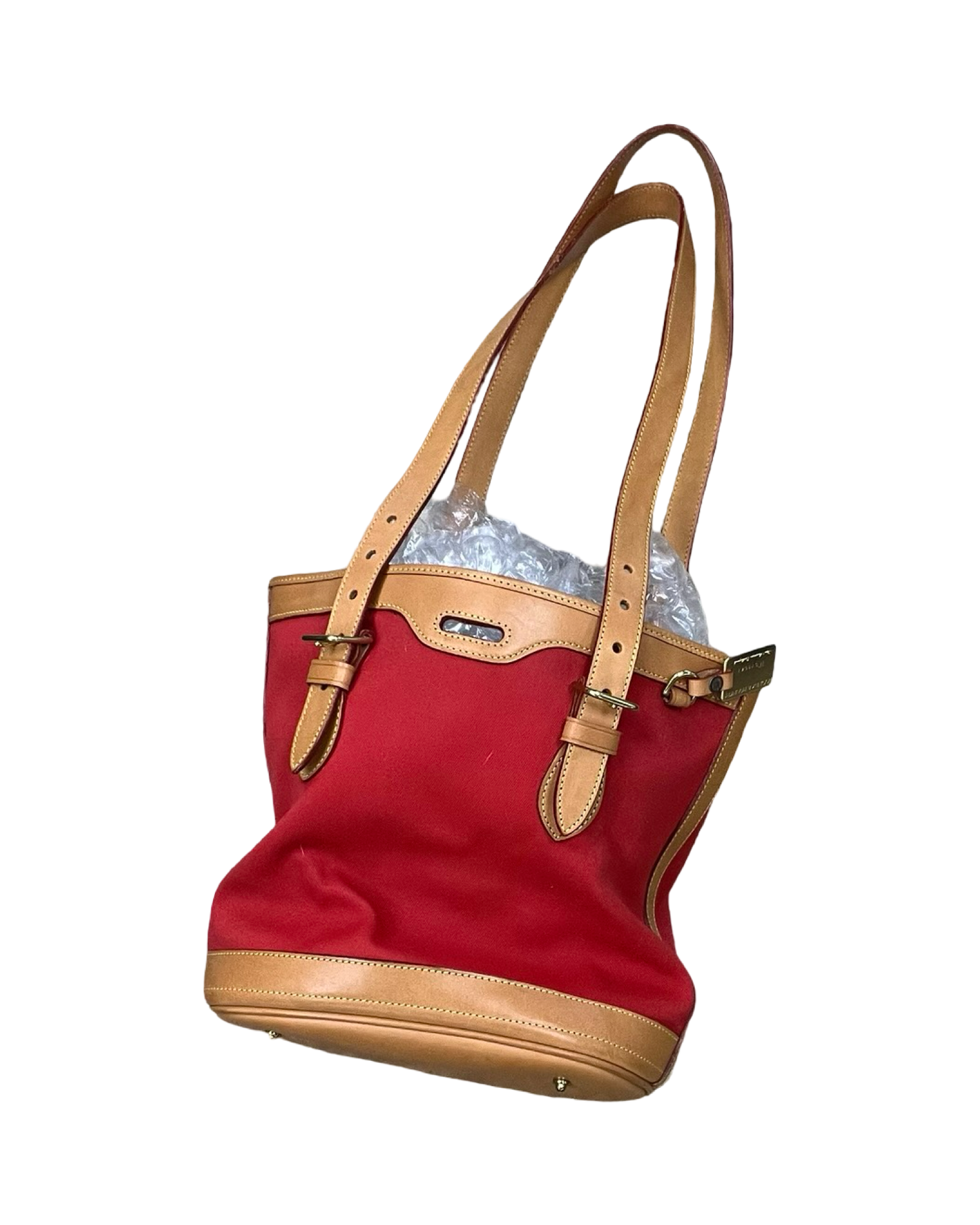 Handbag Designer By Dooney And Bourke In Red & Tan, Size:Medium