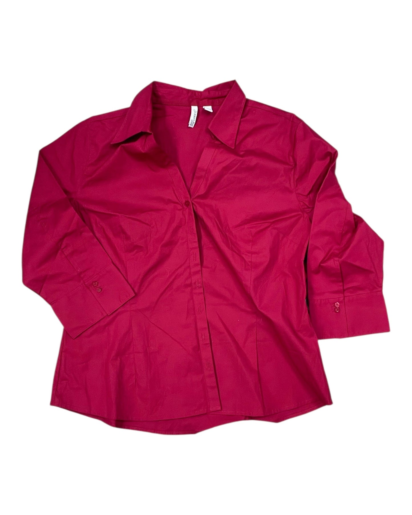 Blouse 3/4 Sleeve By St Johns Bay In Red, Size:Xl